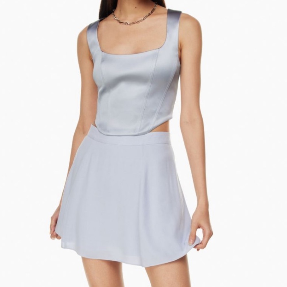 Sunday Best Light Blue Satin Top